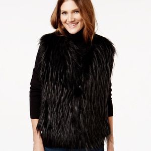 NWOT IVANKA TRUMP FAUX FUR VEST BLACK SIZE M